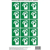 Stickerkoning Pictogram sticker E018 Draai tegen de klok in om te openen - 50x50mm 15 stickers op 1 vel