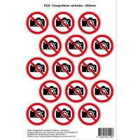 Stickerkoning Pictogram sticker P029 - Fotograferen verboden - Ø 50mm - 15 stickers op 1 vel