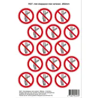 Stickerkoning Pictogram sticker P037 - Het sleepspoor niet verlaten - Ø 50mm - 15 stickers op 1 vel