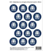 Stickerkoning Pictogram sticker M015 - Veiligheidsjas met verhoogde zichtbaarheid verplicht - Ø50 mm - 15 stickers op 1 vel