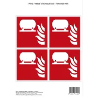 Stickerkoning Pictogram sticker F012 - Vaste blusinstallatie - 100x100mm - 4 stickers op 1 vel