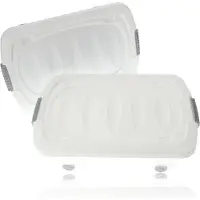 Discountershop Opbergboxen transparant met Witte Deksel en Wieltjes - 60x38.5x18 cm - Onderbedbox -24 liter
