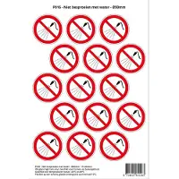 Stickerkoning Pictogram sticker P016 - Niet besproeien met water - Ø 50mm - 15 stickers op 1 vel
