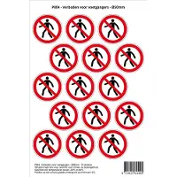 Stickerkoning Pictogram sticker P004 - Verboden voor voetgangers - Ø 50mm - 15 stickers op 1 vel
