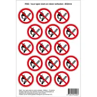 Stickerkoning Pictogram sticker P003 - Vuur open vlam en roken verboden - Ø 50mm - 15 stickers op 1 vel