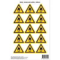 Stickerkoning Pictogram sticker W028 - Oxiderende stoffen - Δ50mm - 15 stickers op 1 vel
