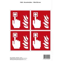Stickerkoning Pictogram sticker F005 - Brandmelder - 100x100mm - 4 stickers op 1 vel