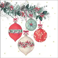 Ambiente - Lunch servetten - Berry baubles white