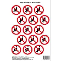 Stickerkoning Pictogram sticker P018 - Verboden te zitten - Ø 50mm - 15 stickers op 1 vel