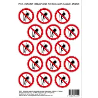 Stickerkoning Pictogram sticker P014 - Verboden voor personen met metalen implantaat - Ø 50mm - 15 stickers op 1 vel