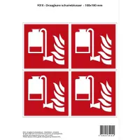 Stickerkoning Pictogram sticker F010 - Draagbare schuimblusser - 100x100mm - 4 stickers op 1 vel