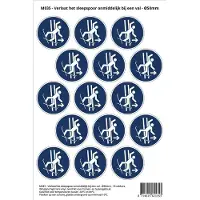 Stickerkoning Pictogram sticker M035 - Verlaat het sleepspoor onmiddelijk bij een val - Ø50 mm - 15 stickers op 1 vel