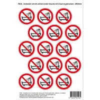 Stickerkoning Pictogram sticker P026 - Verboden om dit artikel onder douche of in bad te gebruiken - Ø 50mm - 15 stickers op 1 vel