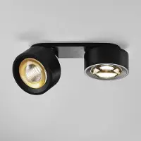Egger Licht EGG DLS LED spot Clippo Optic Duo, zwart/goud, 2-lamps DTW dimbaar, zwart, Woon-/ Eetkamer, Aluminium, Modern, LED plafondlamp