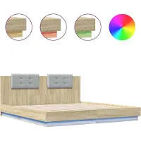 vidaXL Bedframe met hoofdbord en LED sonoma eikenkleurig 180x200 cm
