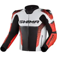 SHIMA STR 2.0 Zwart Wit Rood Leren Motorjas Maat 46