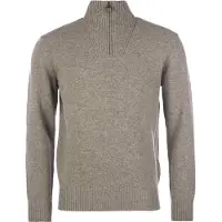 Barbour trui beige effen merinowol opstaande kraag