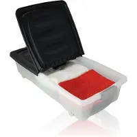 Discountershop Opbergbox Onderbedbox 32L -Opbergbox wieltjes - Transparant -slaapkamer- Opbergbox met Deksel – 79x39x17 cm- Zwart- Op-320