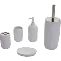 MCW 5-delige badkamerset -H88, WC-set badkameraccessoires, keramiek ~ wit
