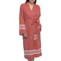 Lalay - hamam badjas Krem Sultan - brick - XL - dames heren badjas - sauna badjas - dunne badjas - 100% gekamd katoen