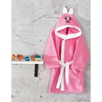 SNS Kinderbadjas - Katoenen - Licht Roze en Wit - 3/4 Jaar