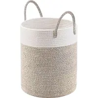 Somstyle Katoenen Wasmand - 52 Liter - Opvouwbare Wasbox - Opbergmand voor Was - Bruin / Wit