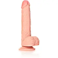 Realrock Rechte Realistische Dildo Met Ballen En Zuignap 20,5cm - Huidskleur