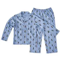 Little label pyjama met pinguïn print Blauw Jongens Stretchkatoen Klassieke kraag - maat 110/116