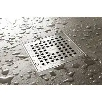 Easy drain Aqua Plus Quattro vloerput met RVS afwerkdeel met RVS rooster en zijuitlaat 15x15cm inbouwdiepte 73 106mm waterslot 50 tot 25mm AQUA+15X15-MSI