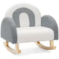 Trendmix Schommelstoel Kinderen Teddy Stof grijs regenboog - Kinderzetel - Schommelzitje - 50,8 x 49,5 x 50,8 cm