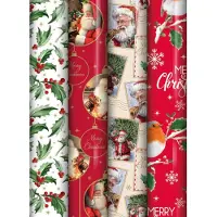 Benza Kerstmis cadeaupapier kerstpapier - inpakpapier voor Kerst KE126 - 7 mtr x 70 cm - 4 rollen