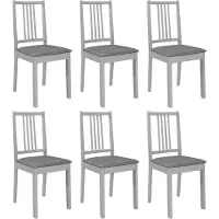 vidaXL Eetkamerstoelen met kussens 6 st massief hout grijs
