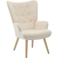Vente-unique Fauteuil van beige stof VATELY