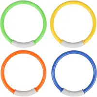 Sunnydays Duikringen - 4x stuks - gekleurd - met opberg zakje - duik spelletjes - zwembad speelgoed - Duikspeelgoed
