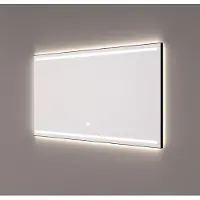 HiPP Spiegel design spv 7000 rechthoek 120x70 cm met frame mat zwart met verlichting incl. Spiegelverwarming