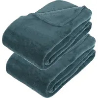 Atmosphera Grote Fleece bank deken/fleece plaid - 2x - petrol blauw - 180 x 230 cm - polyester