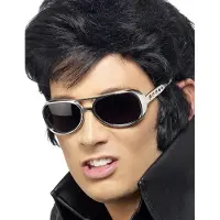Smiffys Verkleed zonnebril Elvis - zilver - rock and roll - popster - disco look