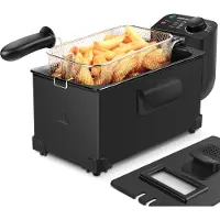Aigostar Frituurpan - 3 Liter - met kijkvenster - 2200W - Koude zone - Anti reukfilter - Zwart | Slater 30A58