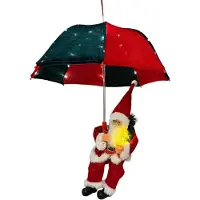Intratuin Kersthanger Santabrella Kerstman Rood / Groen Met Verlichting D 50 H 60 Cm