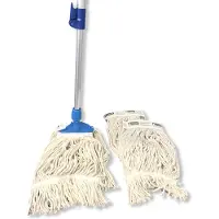 dweil set compleet - telescopische dweilstok - 3 recycled moppen - set professional