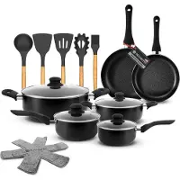 Rochester Pannenset - 18-delig - Aluminium - Non-stick - Incl. Deksel - Zwart