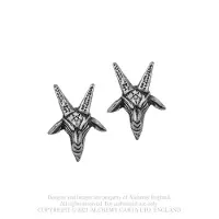 Alchemy Gothic - Gothic Oorstekerset - Baphomet Studs - voor Vrouwen - zilverkleurig - Maat Standard
