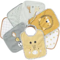 Vertbaudet Set van 7 babyslabbetjes VERTBAUDET blauwgroen