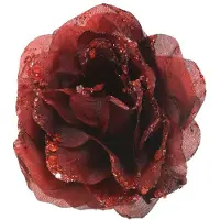 Décoris Kerstbloem | | Roos (Rood, Glitters)