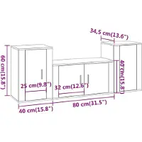 vidaXL 3-delige Tv-meubelset bewerkt hout betongrijs