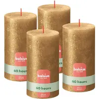 Bolsius Stompkaarsen Shimmer 4 st rustiek 130x68 mm goudkleurig