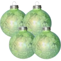 Othmar decorations Luxe kerstballen - 4x - 8 cm - groen - glas - Kerstbal