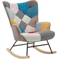 Vente-unique Schommelstoel van gechineerd patchwork met verschillende kleuren ELMINA II