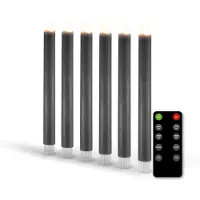 FlinQ Led kaars 2 x 25 cm | Antraciet | Bewegende vlam | 6 stuks