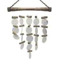 Ancient Wisdom Wind Chime - Parelmoer - Windgong - Handgemaakt - Drijfhout & Capiz Glas - 31x20cm